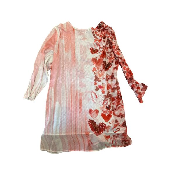 CJ Banks 1X Tunic Top Women's Red & Pink Heart Print Rhinestone Valentine's Day - Picture 6 of 6